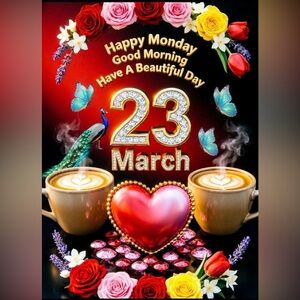 Happy Monday 23 March Red Heart Birthday Card – Home Design